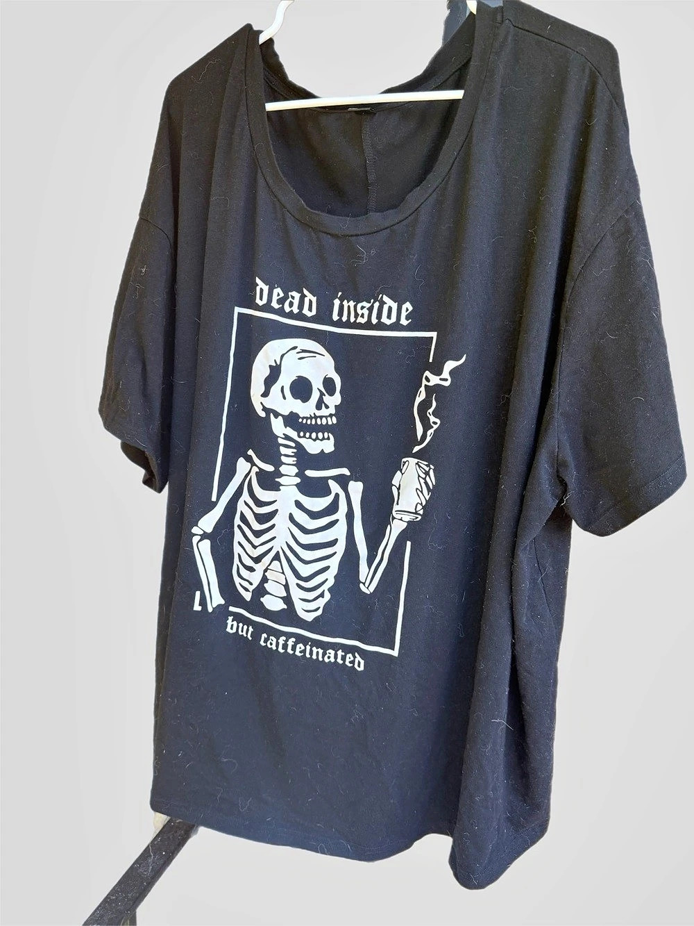 SHEIN Dead Inside Skeleton Graphic Tee Black & White Size